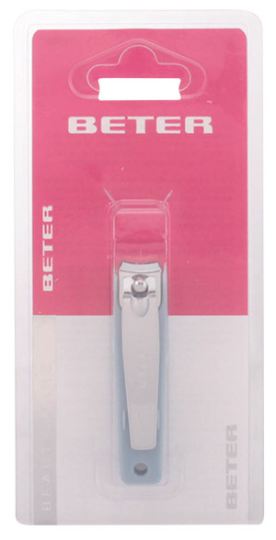 Beter Chromeplated manicure nail clipper with catcher , curved point
