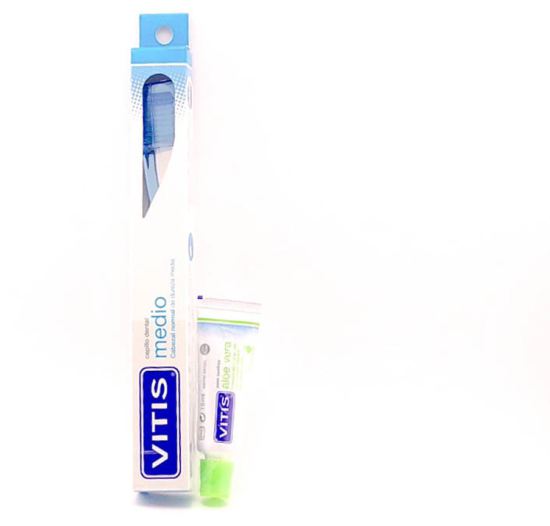 Vitis Vitis Pack Adult Medium Toothbrush V2 + Apple Box O BlanQ 15 Ml