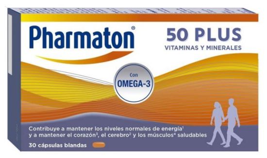 Pharmaton Vitamins and Minerals 50 Plus 30 Capsules