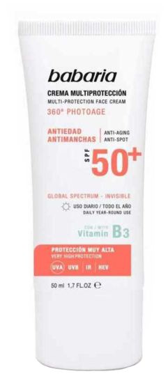 Babaria Sun Cream Spf 50 + Anti-Aging 50 ml