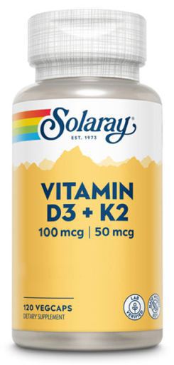 Solaray Vitamina D3 + K2 120 C&aacute;psulas Vegetales